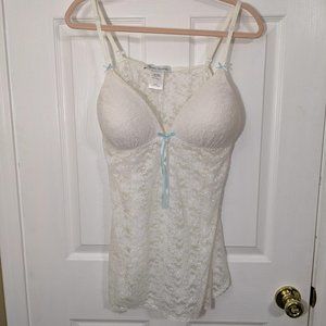 Intimo Donatella Off-White Lace Baby Blue Details Babydoll Lingerie - size XXL